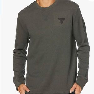 UNDER ARMOUR Project Rock Waffle Crew Long Sleeve in Army Green.  Size XXXL